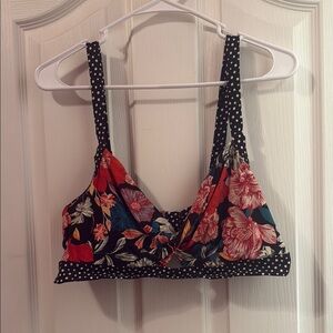 Time and Tru Floral Bikini Top - Black and Red